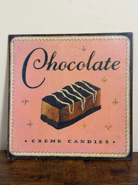 Vintage-Style Chocolate Creme Candies Wall Art - Pink
